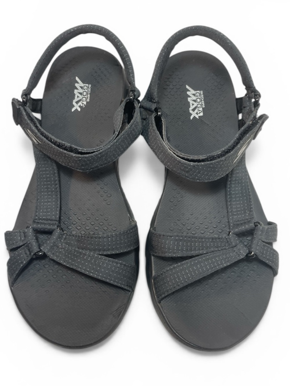 Skechers Sport On the Go Black Charcoal Goga Max Comfort Sandals Women Size 7